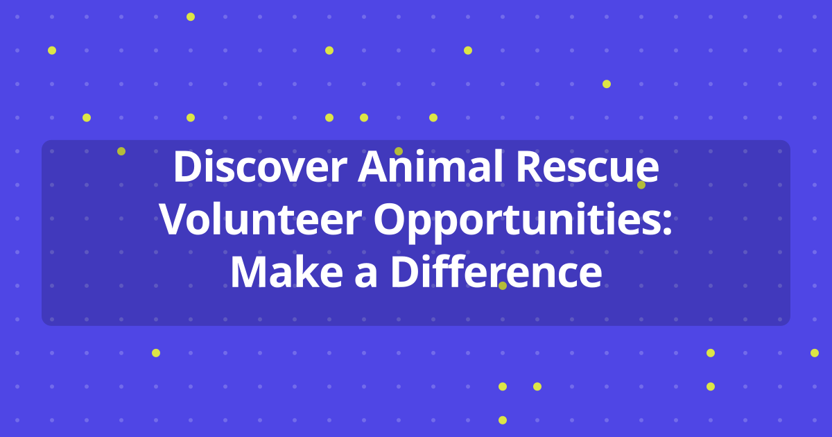 Discover Animal Rescue Volunteer Opportunities: Make a Difference